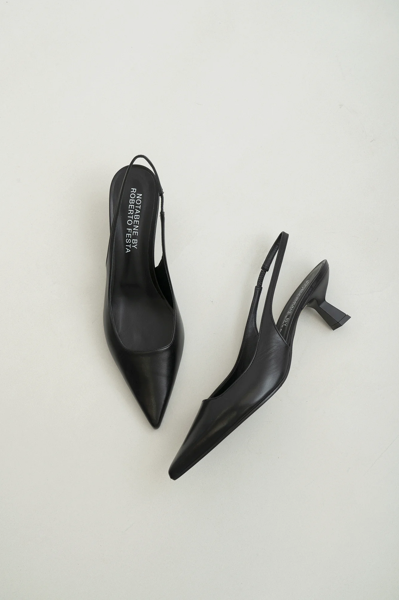 Elisa 50 slingback stilettos, black leather