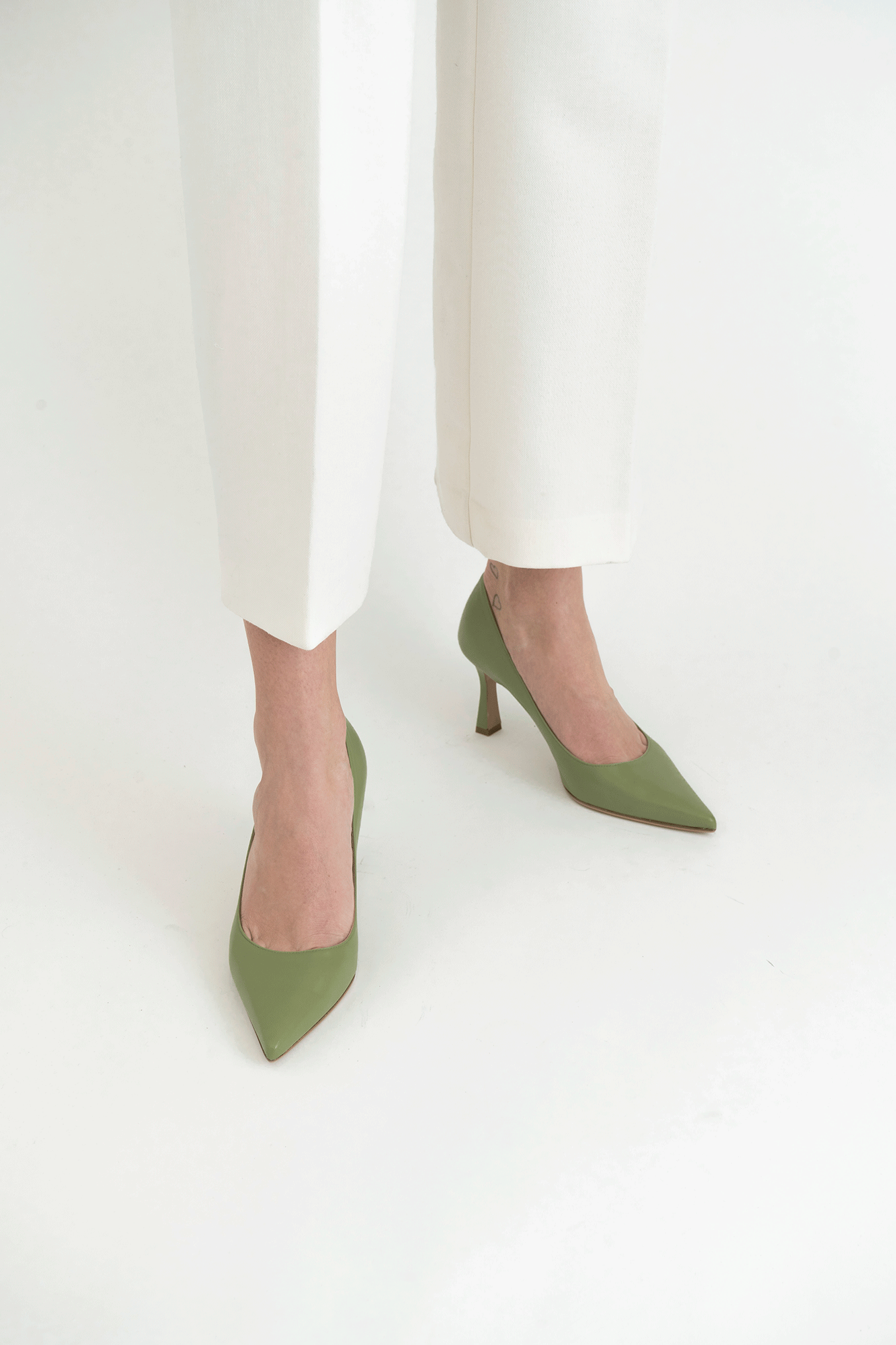 Emily 70 stilettos, sage leather