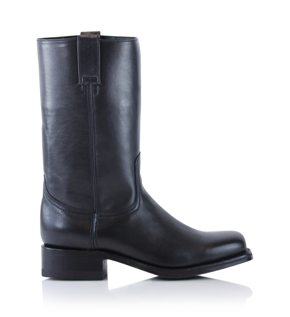 Achilles boots, black leather