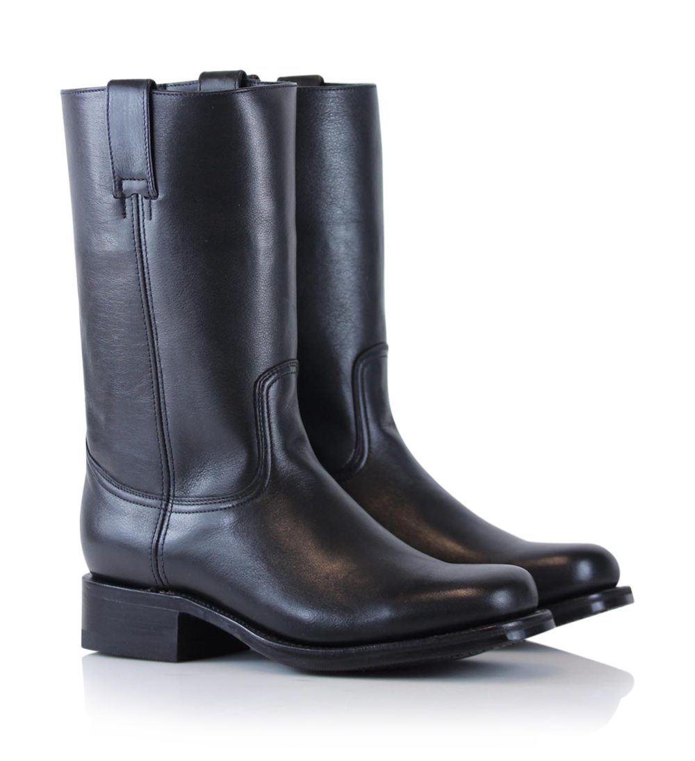 Achilles boots, black leather