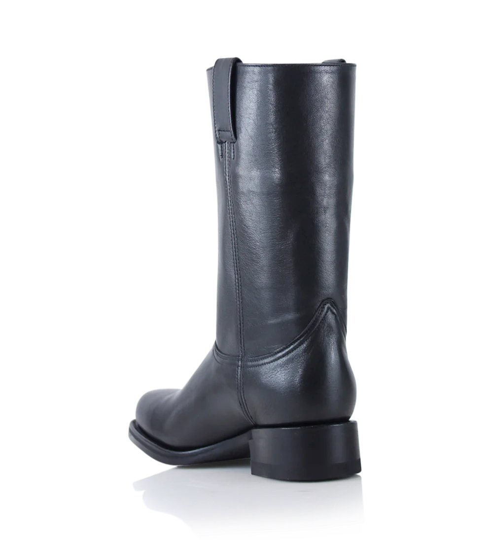 Achilles boots, black leather