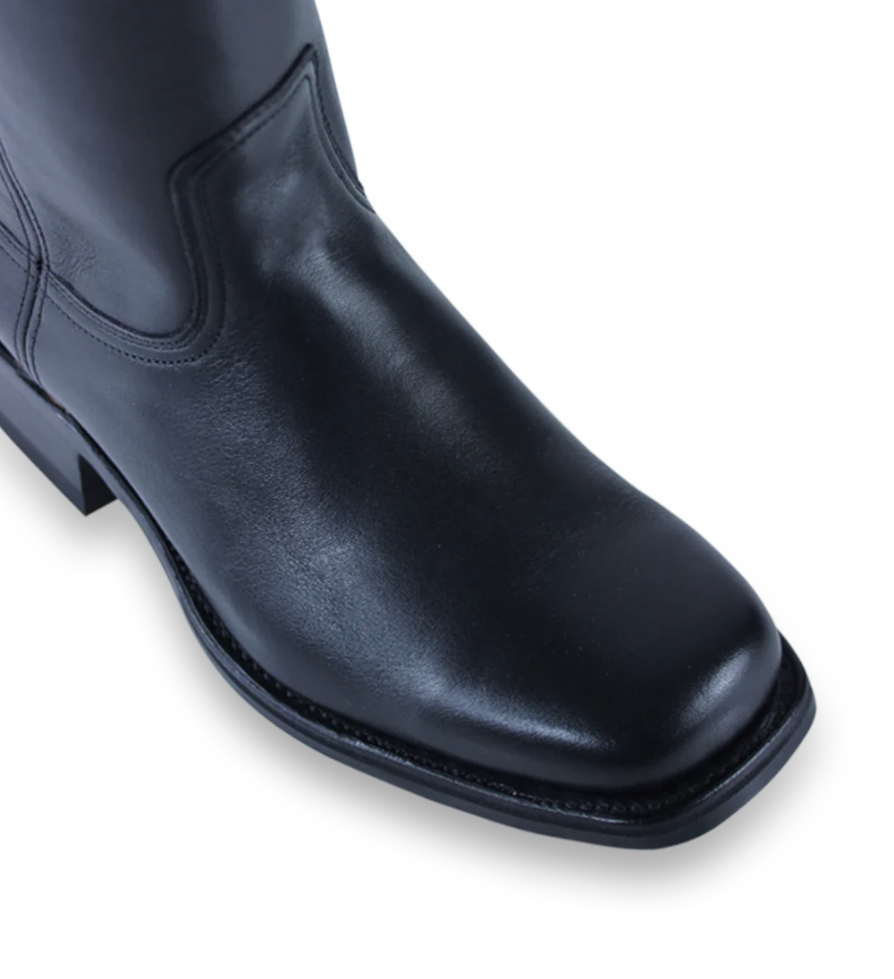 Achilles boots, black leather
