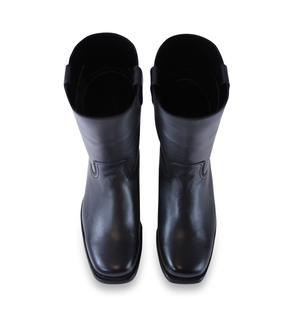 Achilles boots, black leather