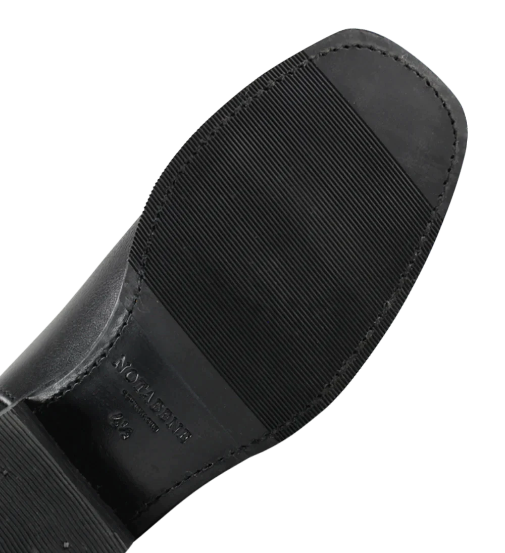 Achilles boots, black leather