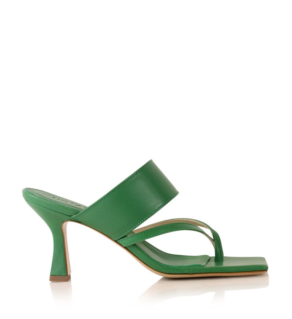 Alberte 75 stilettos, Green Leather