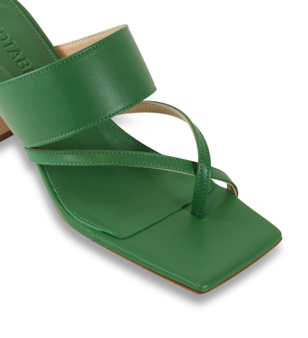 Alberte 75 stilettos, Green Leather
