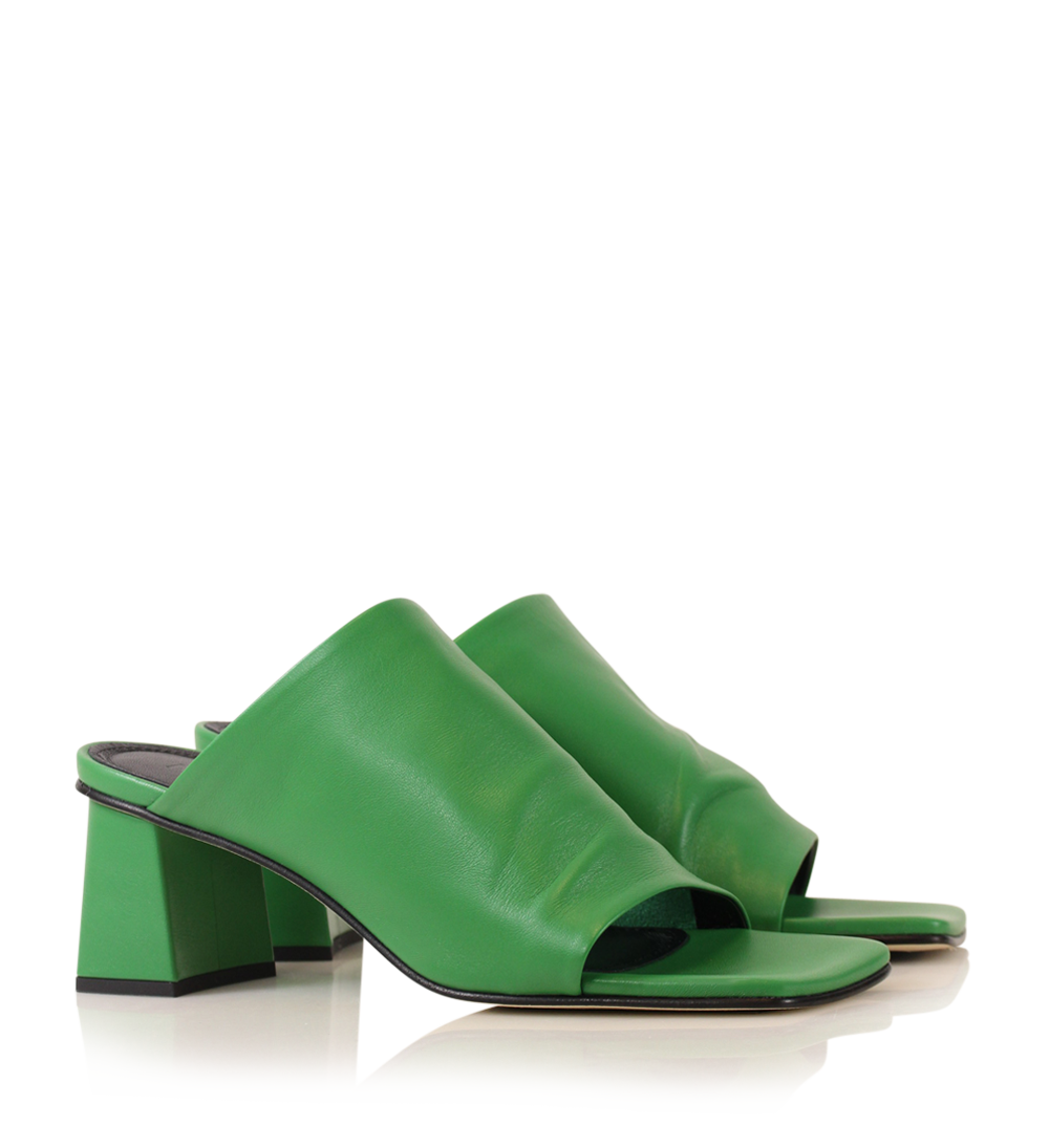 Alice sandals, green leather