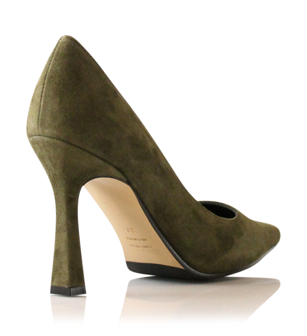Angelika 90 stilettos, green suede