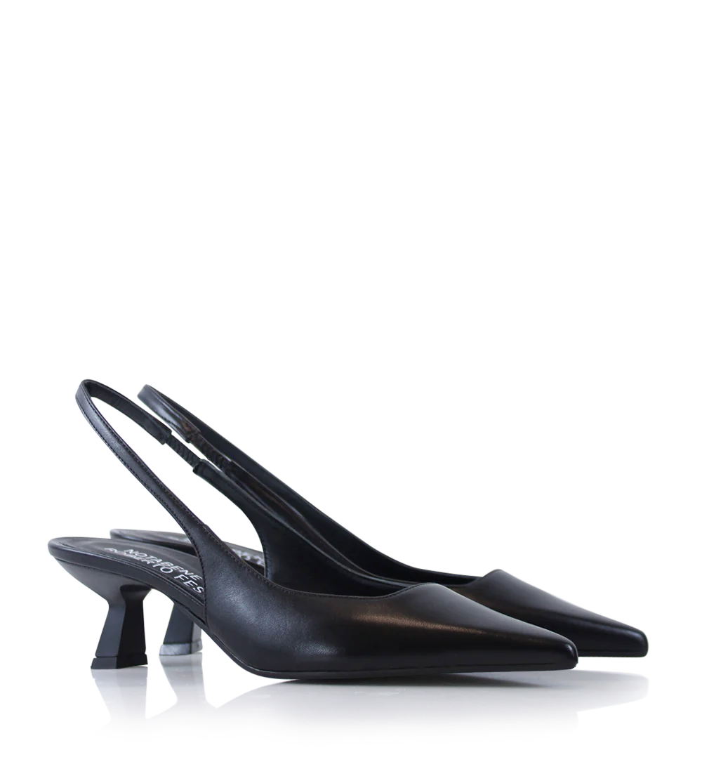Elisa 50 slingback stilettos, black leather
