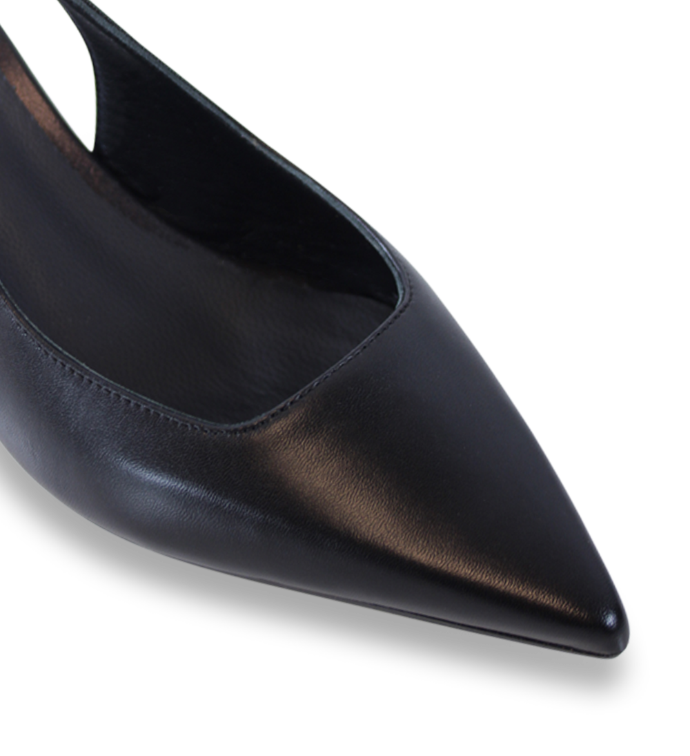 Elisa 50 slingback stilettos, black leather