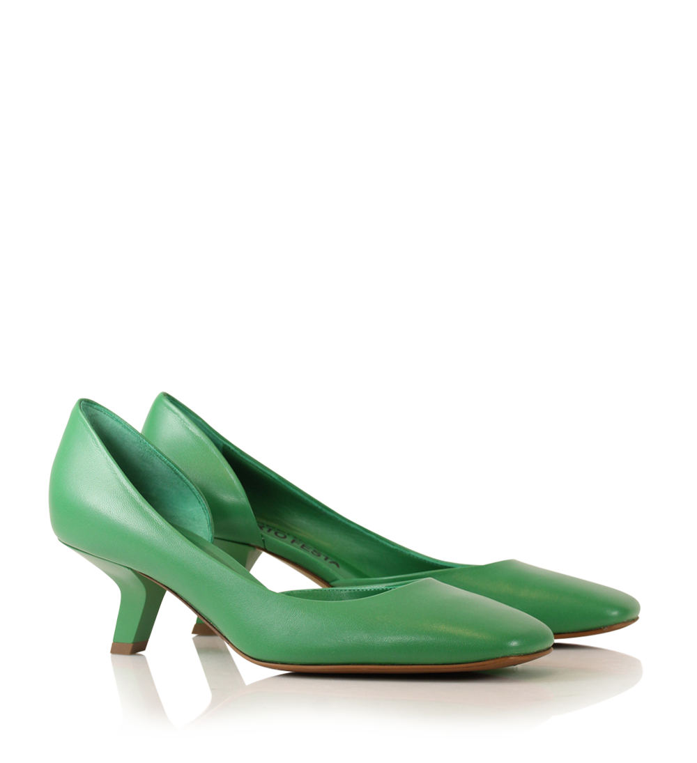 Ellen 55 pumps, green leather