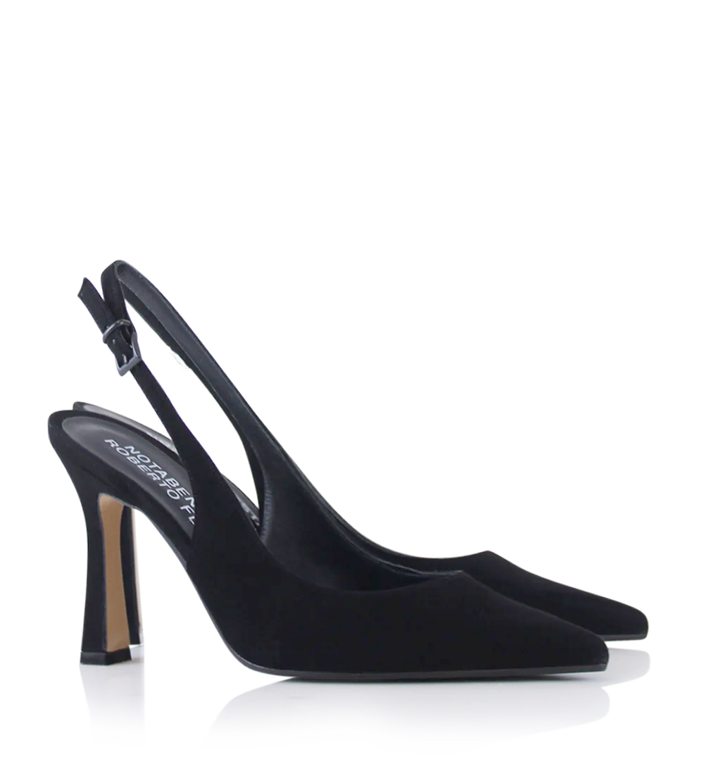 Emilia 90 slingback stilettos, black suede