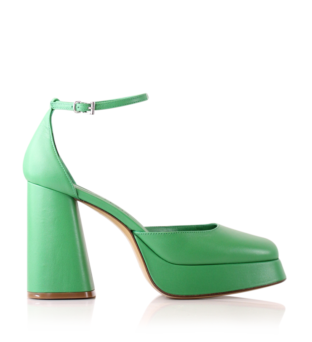 Hedi 100 pumps, green leather