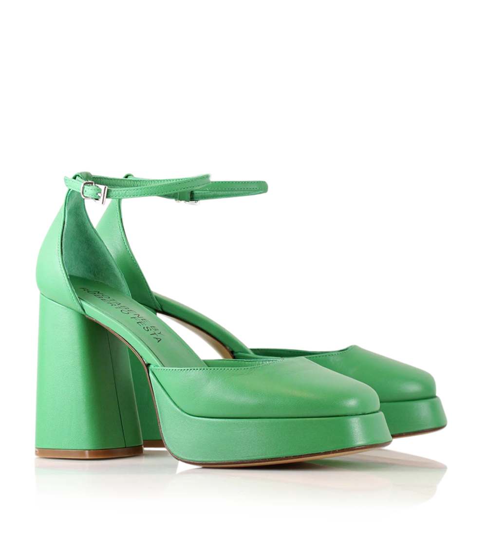 Hedi 100 pumps, green leather