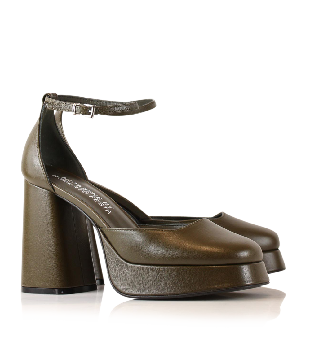 Hedi 100 pumps, olive leather
