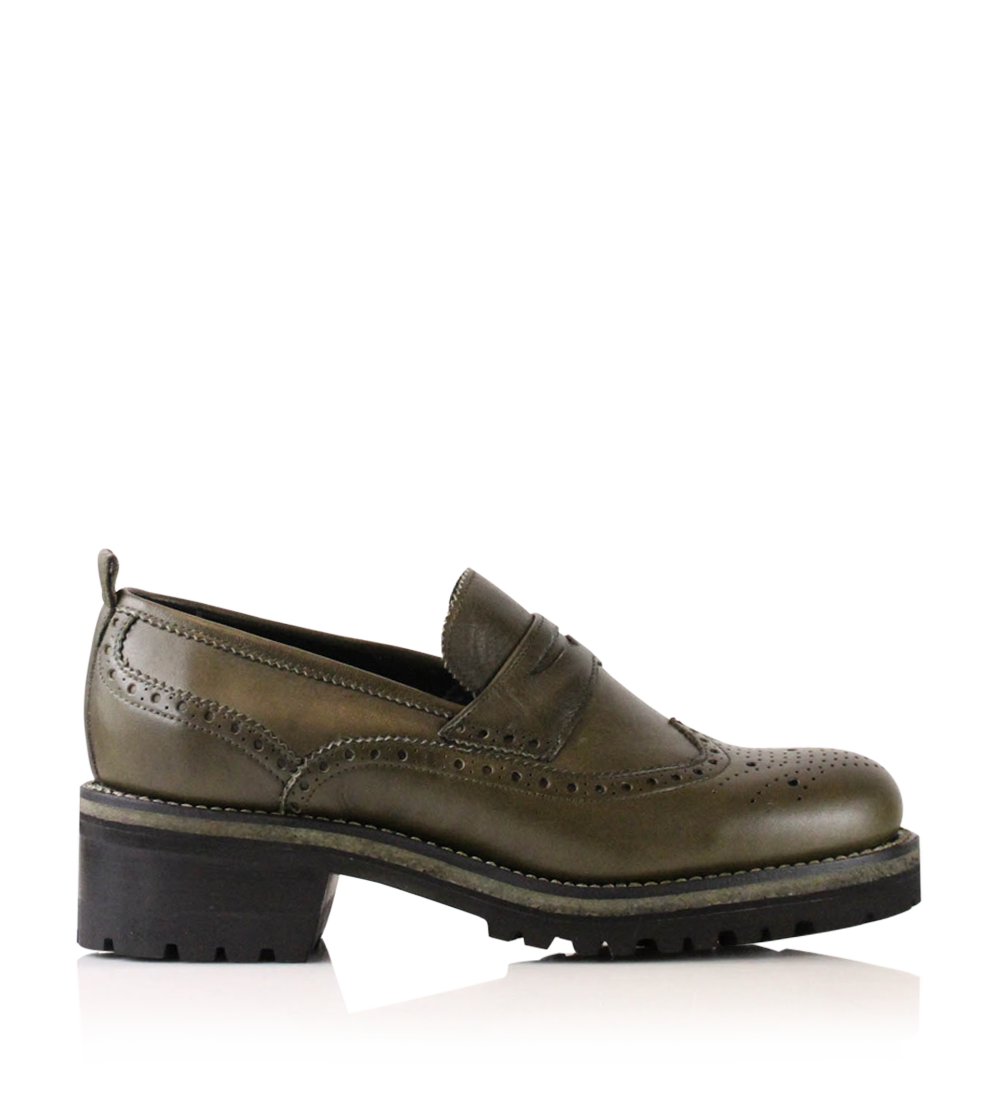 Idun loafers, olive leather