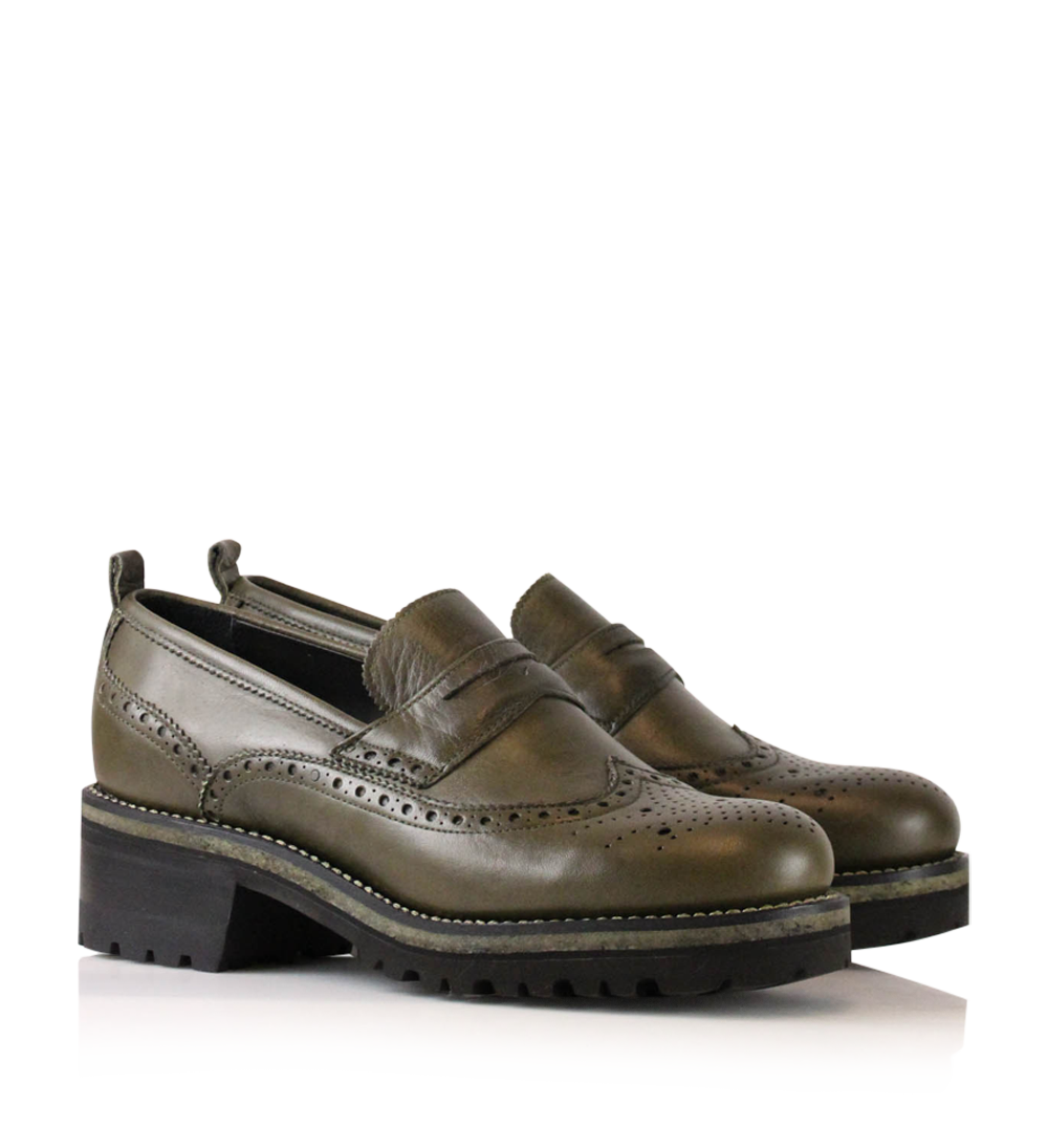 Idun loafers, olive leather