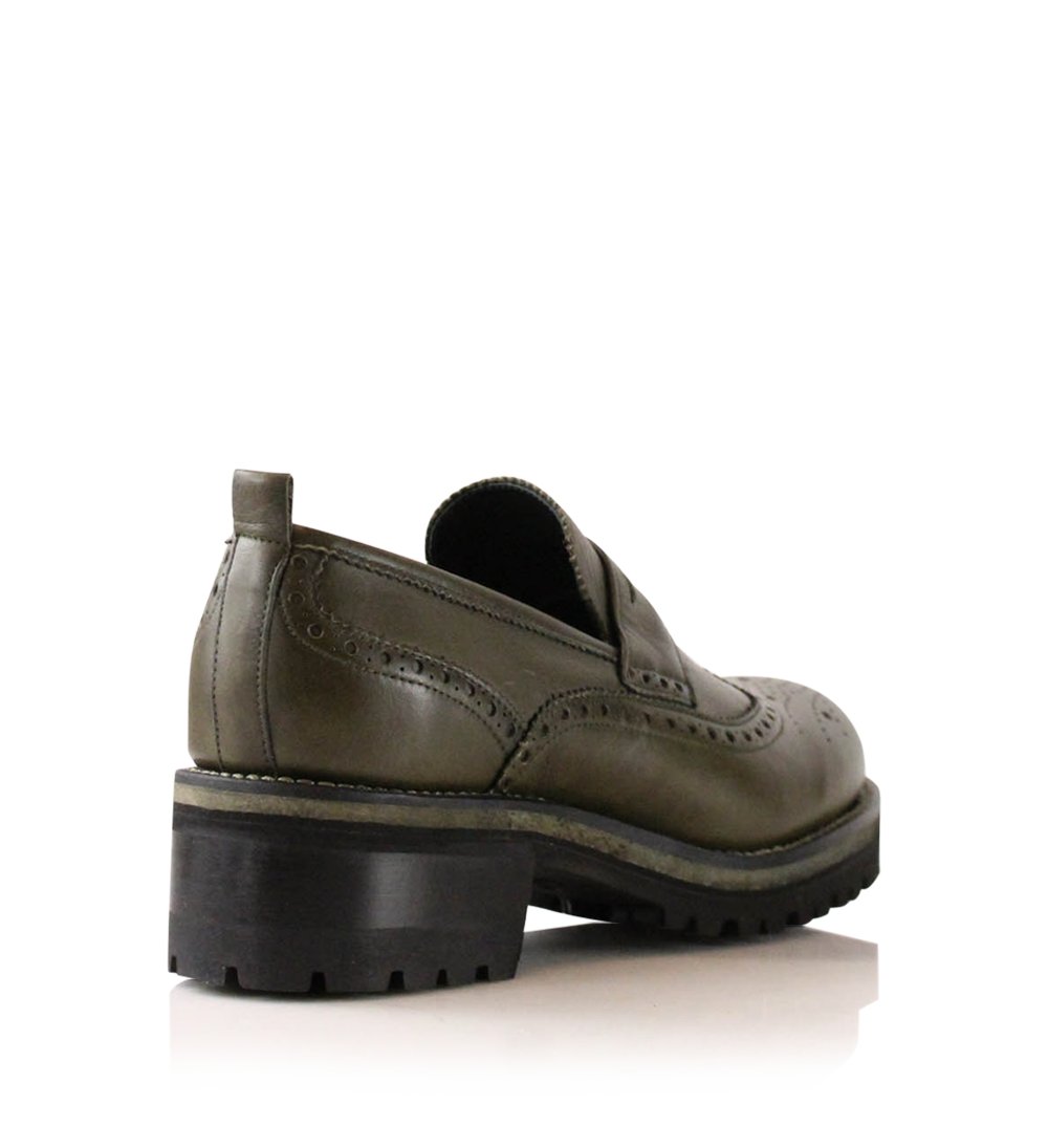 Idun loafers, olive leather