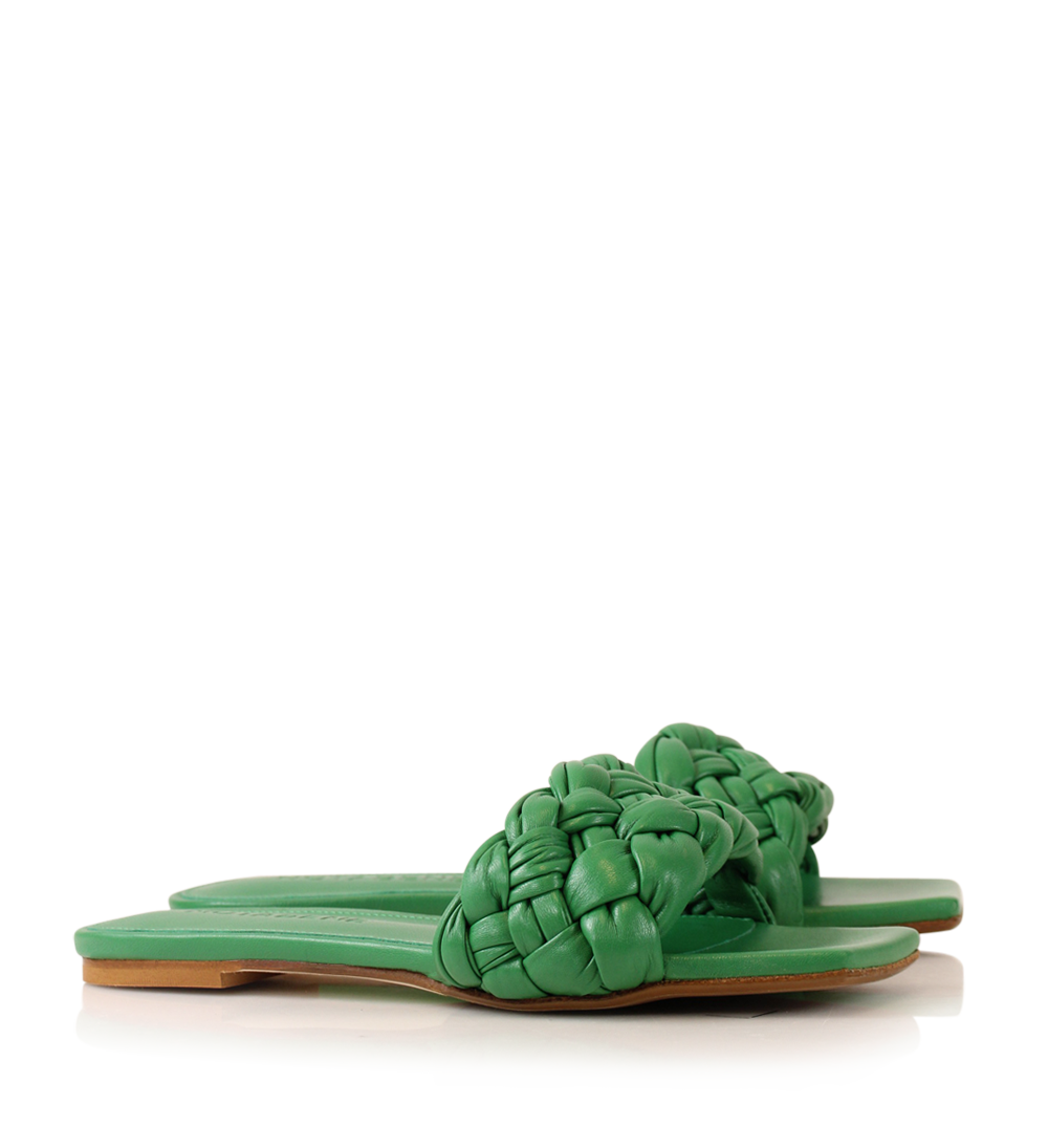 Liva sandals, green leather