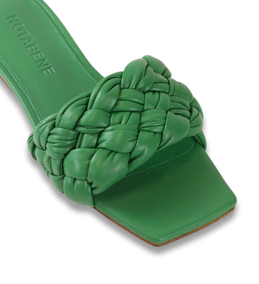 Liva sandals, green leather