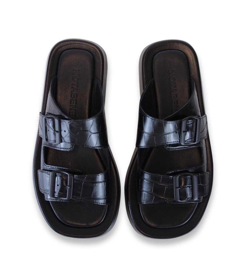 Massima sandals, black croc
