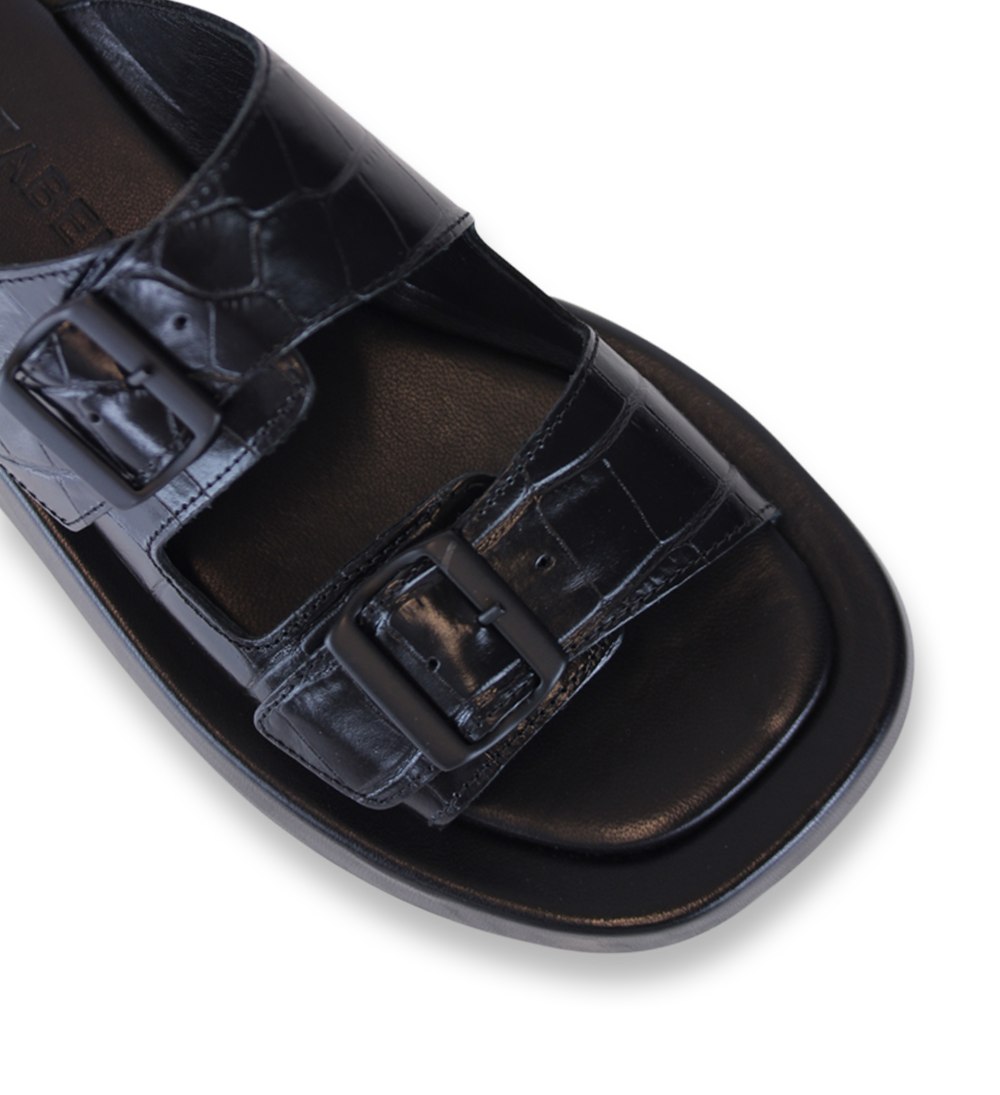 Massima sandals, black croc
