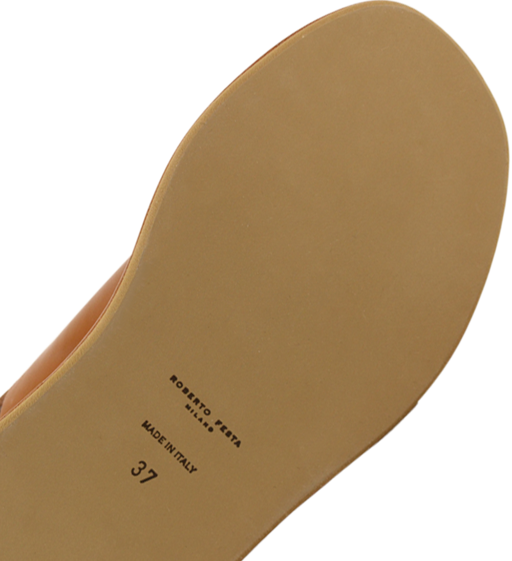 Tine sandals, tan leather
