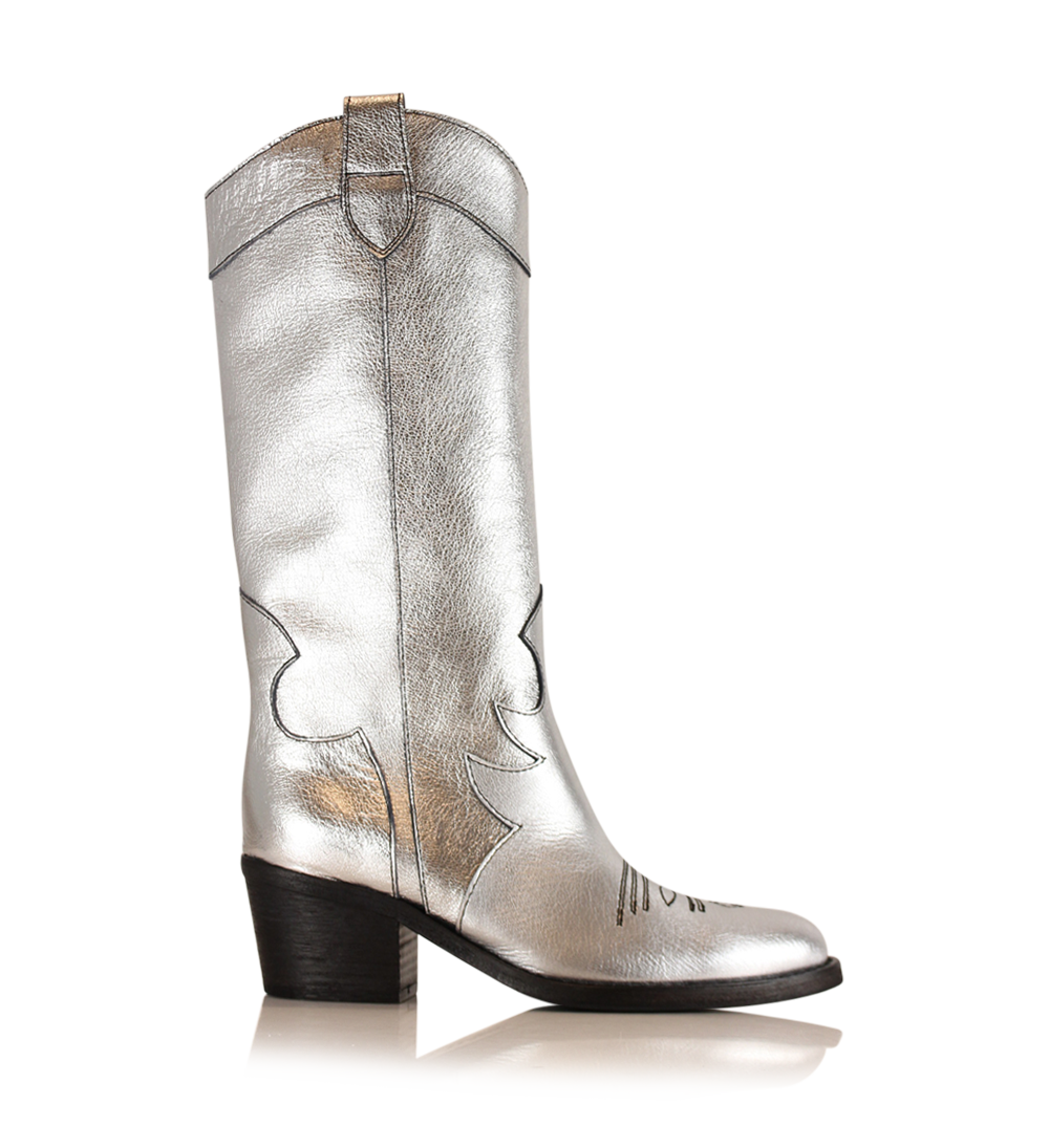 Wendy boots, silver leather