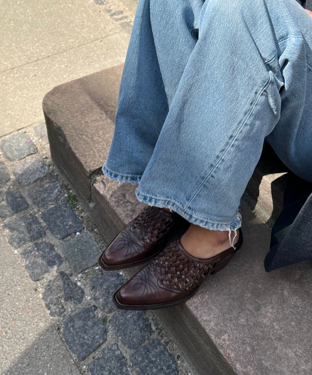 Lux 50 mules, brun læder