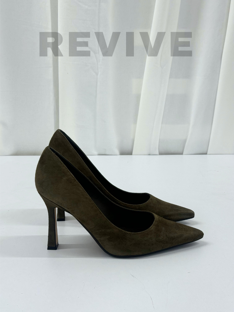 Dark green suede stilettos, size 40