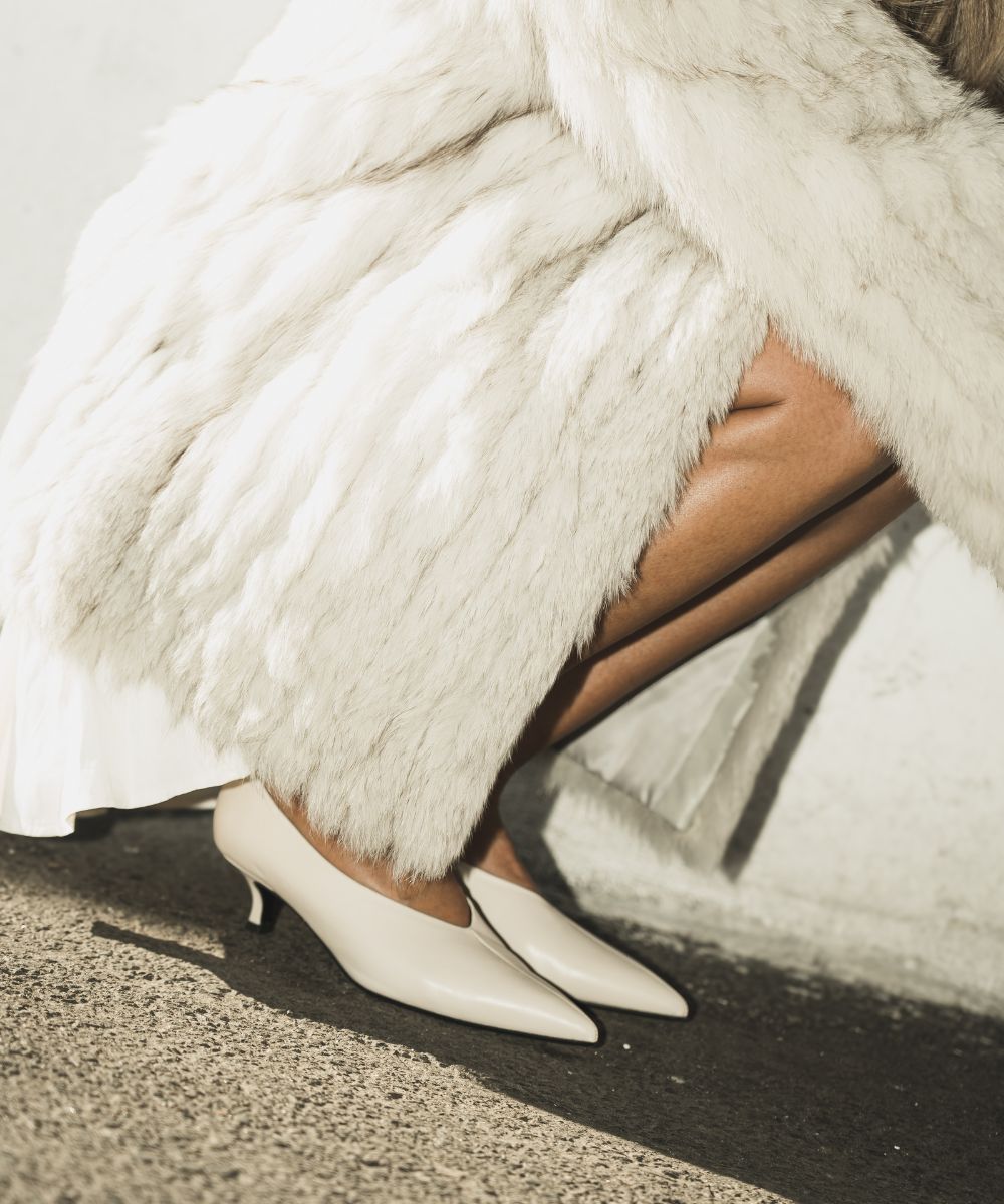 Gaia 40 stilettos, off-white leather