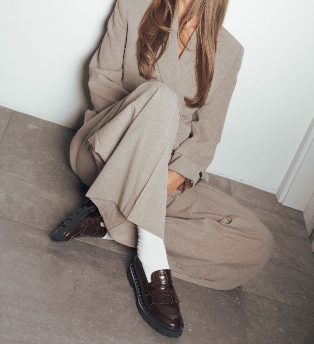 Tereza loafers, mørkebrun krokodille