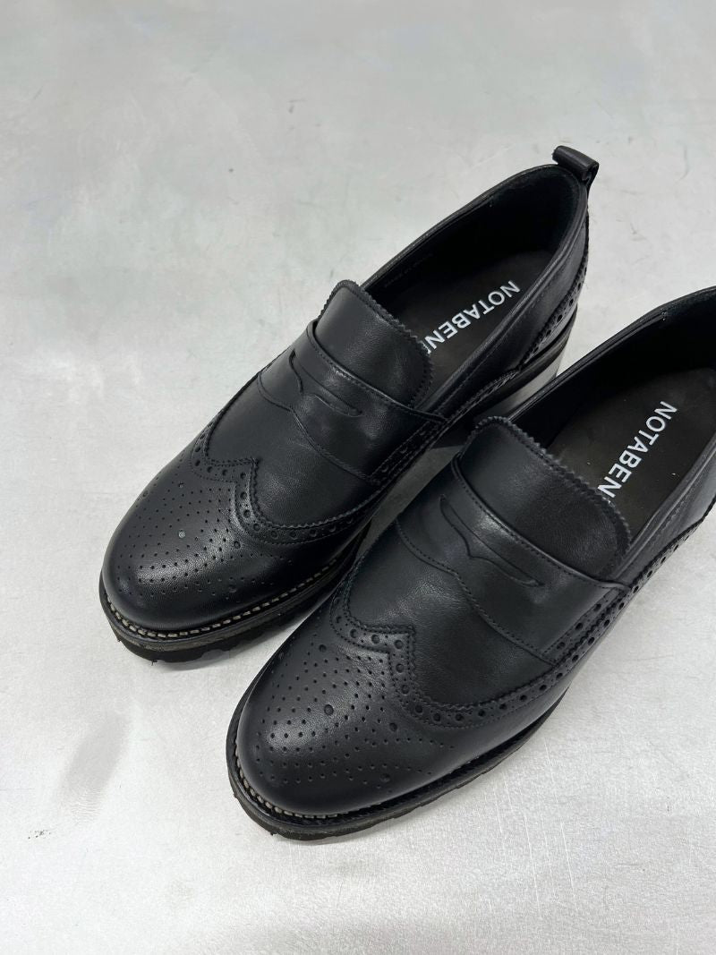 Black loafers with chunky heel, size 39