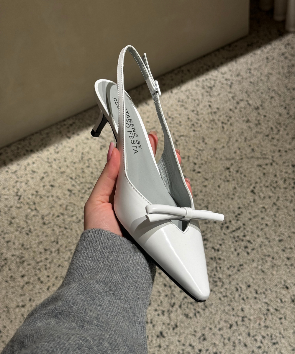 Bea 50 slingback stilettos, white leather