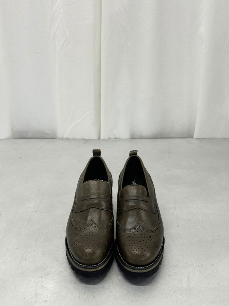 Grønne loafers med chunky hæl, str. 39