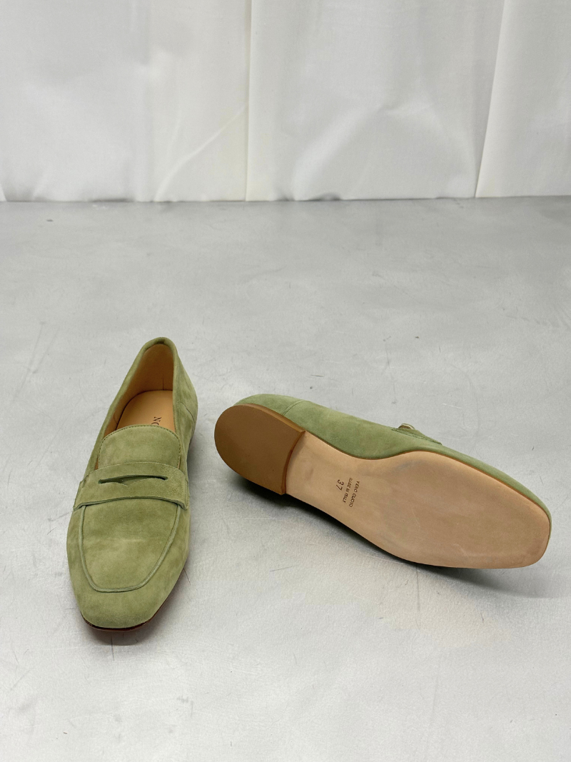 Grønne loafers i ruskind, str. 37