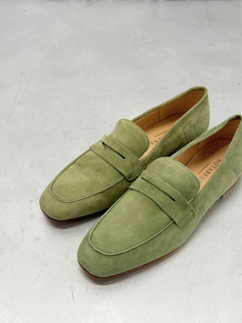 Grønne loafers i ruskind, str. 37