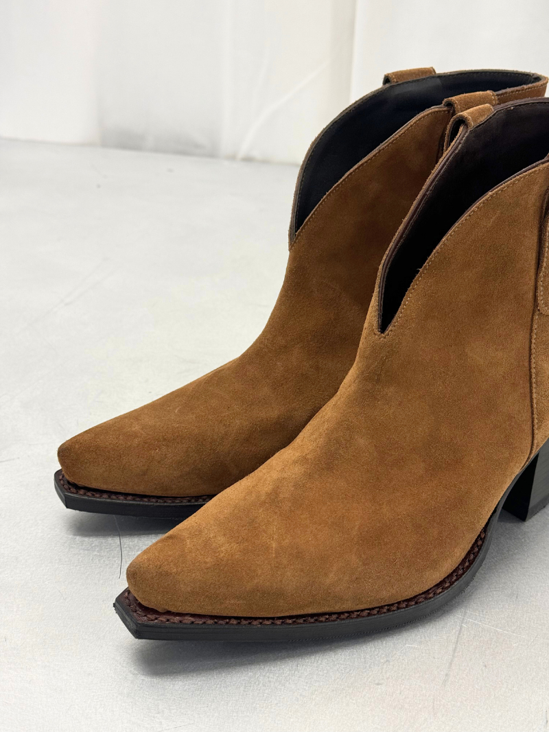 Brown Suede Boots With Heel, Size 38