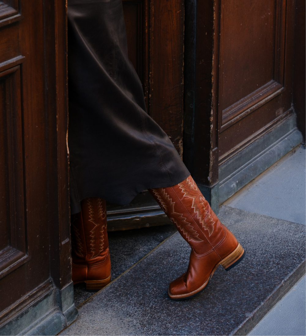 Dragon cowboy boots, brown leather