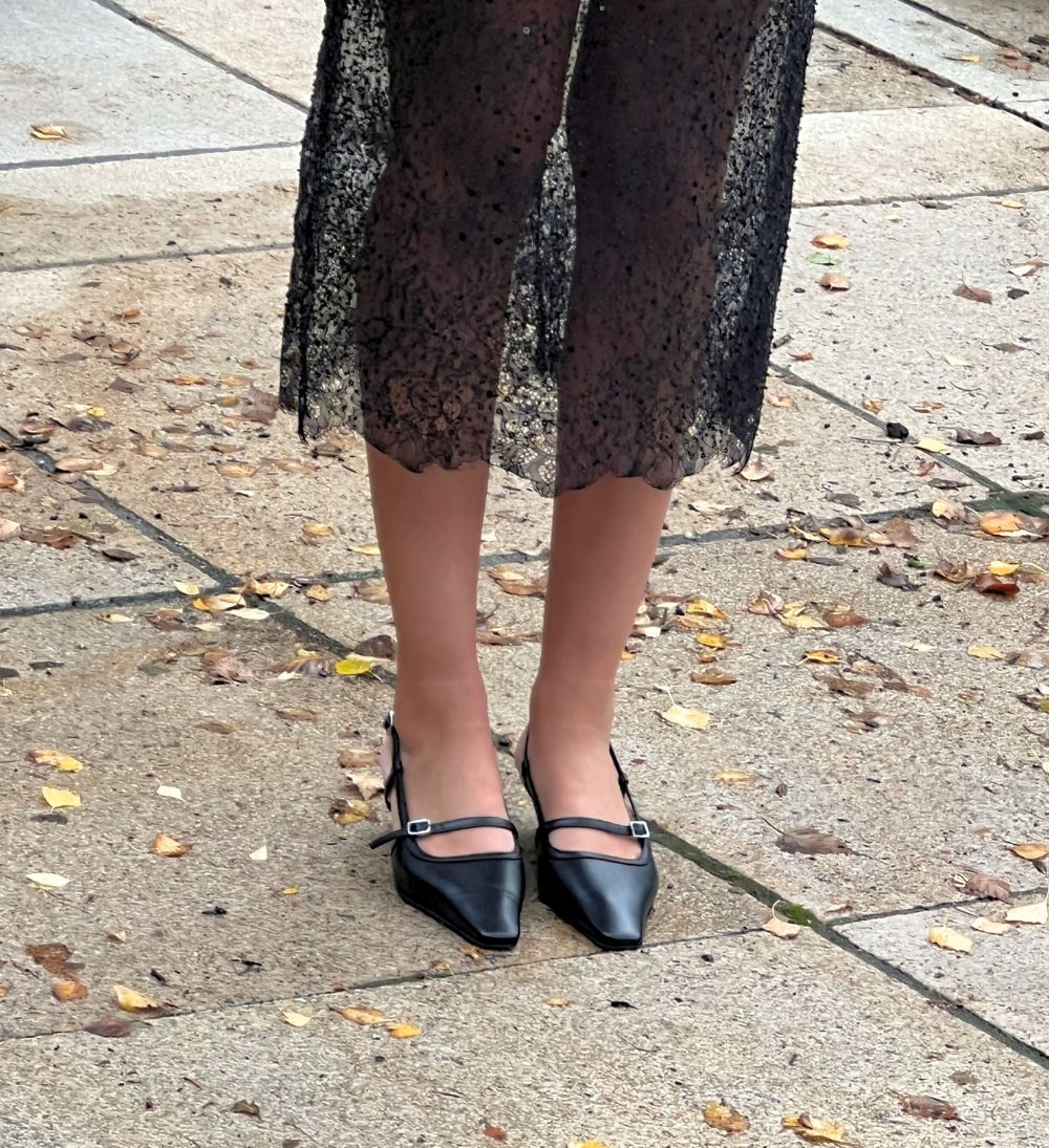 Elenne 35 slingback stiletter, sort læder