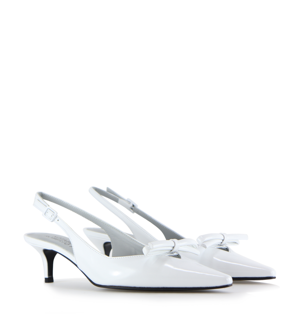 Bea 50 slingback stiletter, hvid læder