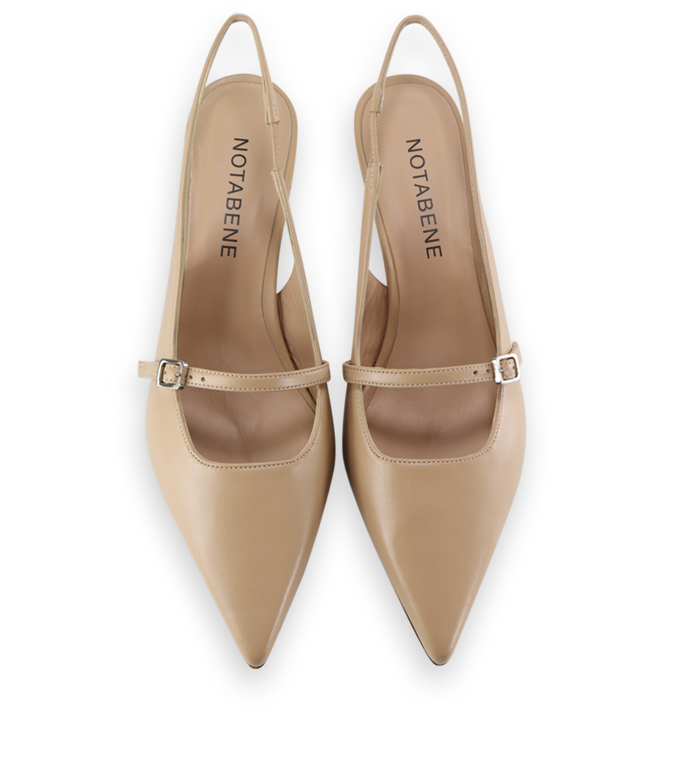 Elina 50 slingback stiletter, nude læder