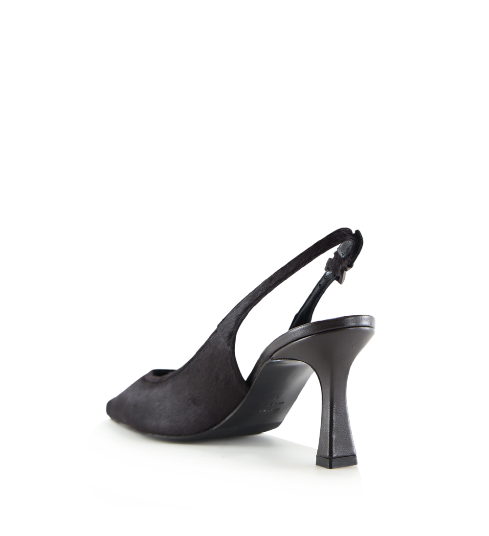 Emilia Low 70 slingback stilettos, dark brown cow fur