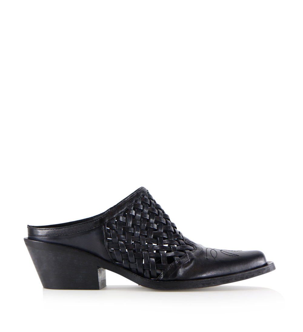 Lux 50 mules, black leather