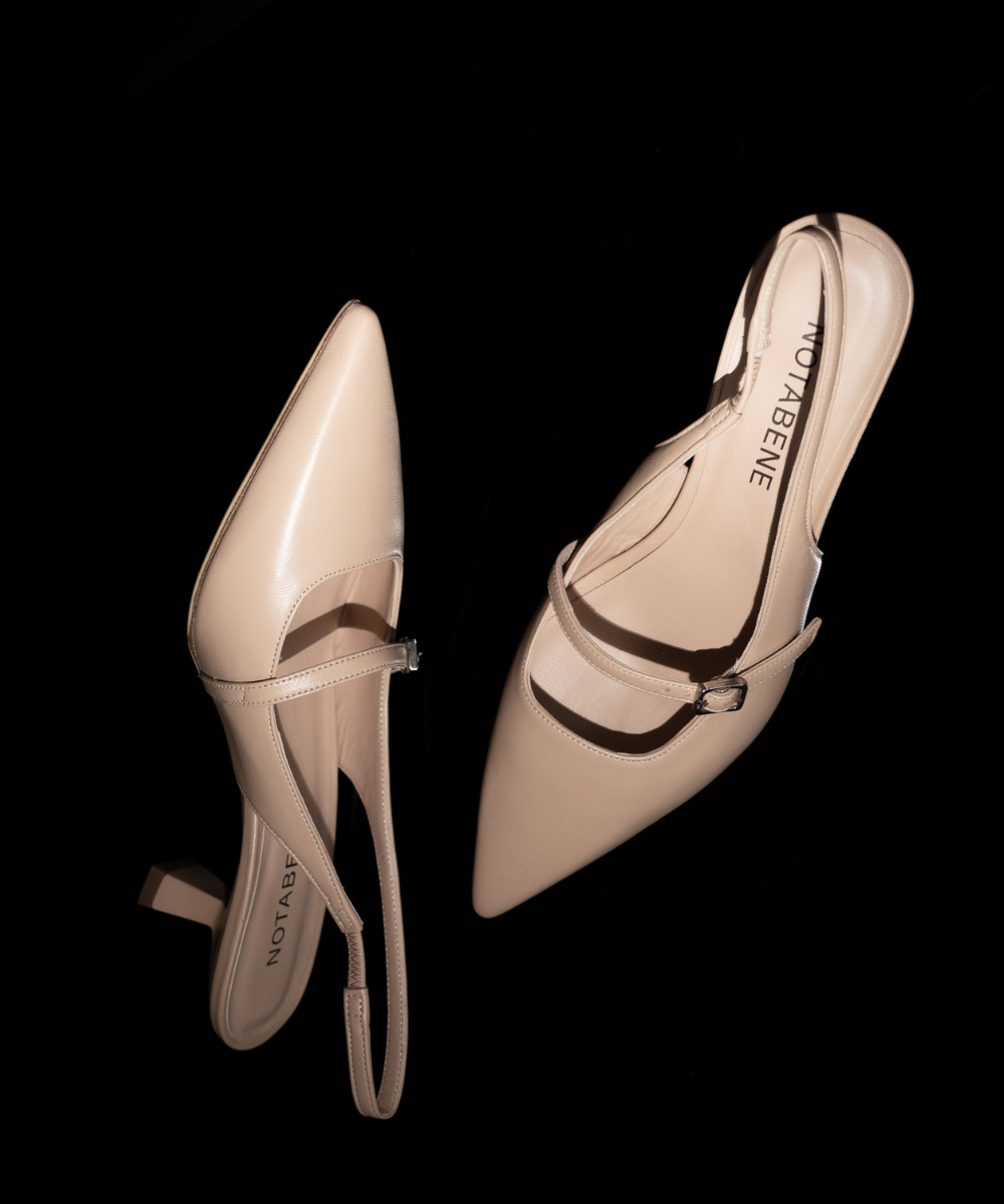 Elina 50 slingback stilettos, nude leather