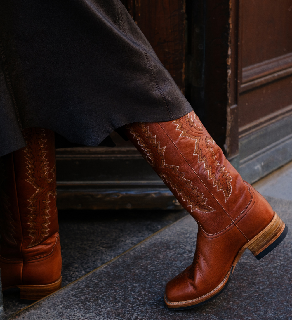 Dragon cowboy boots, brown leather