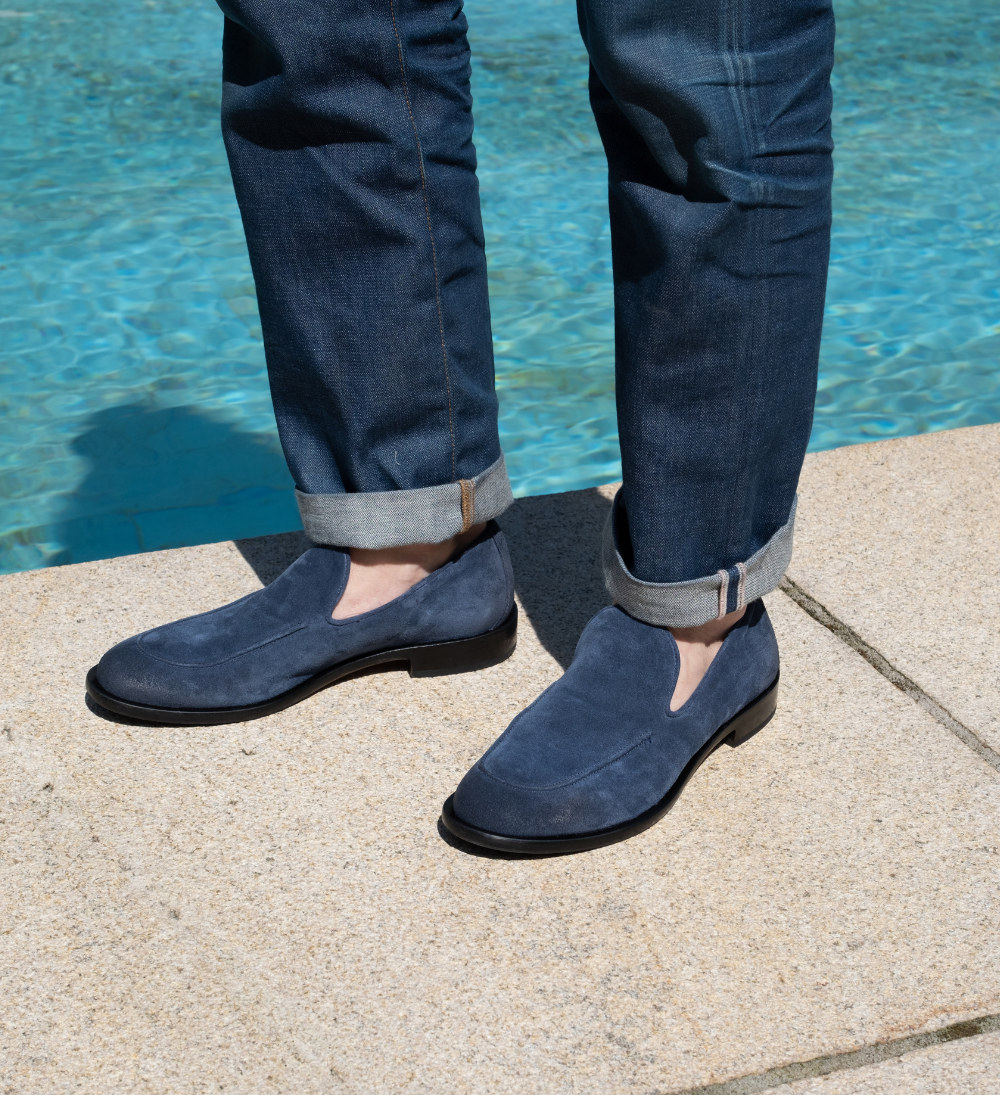 Vittorio loafers, blue suede