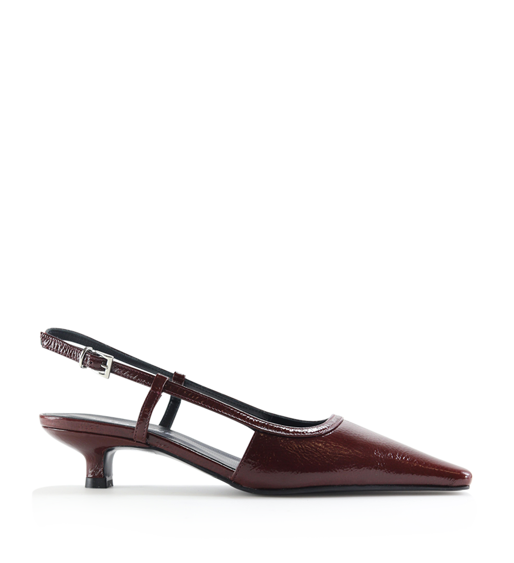 Elena 35 slingback stiletter, bordeaux lak