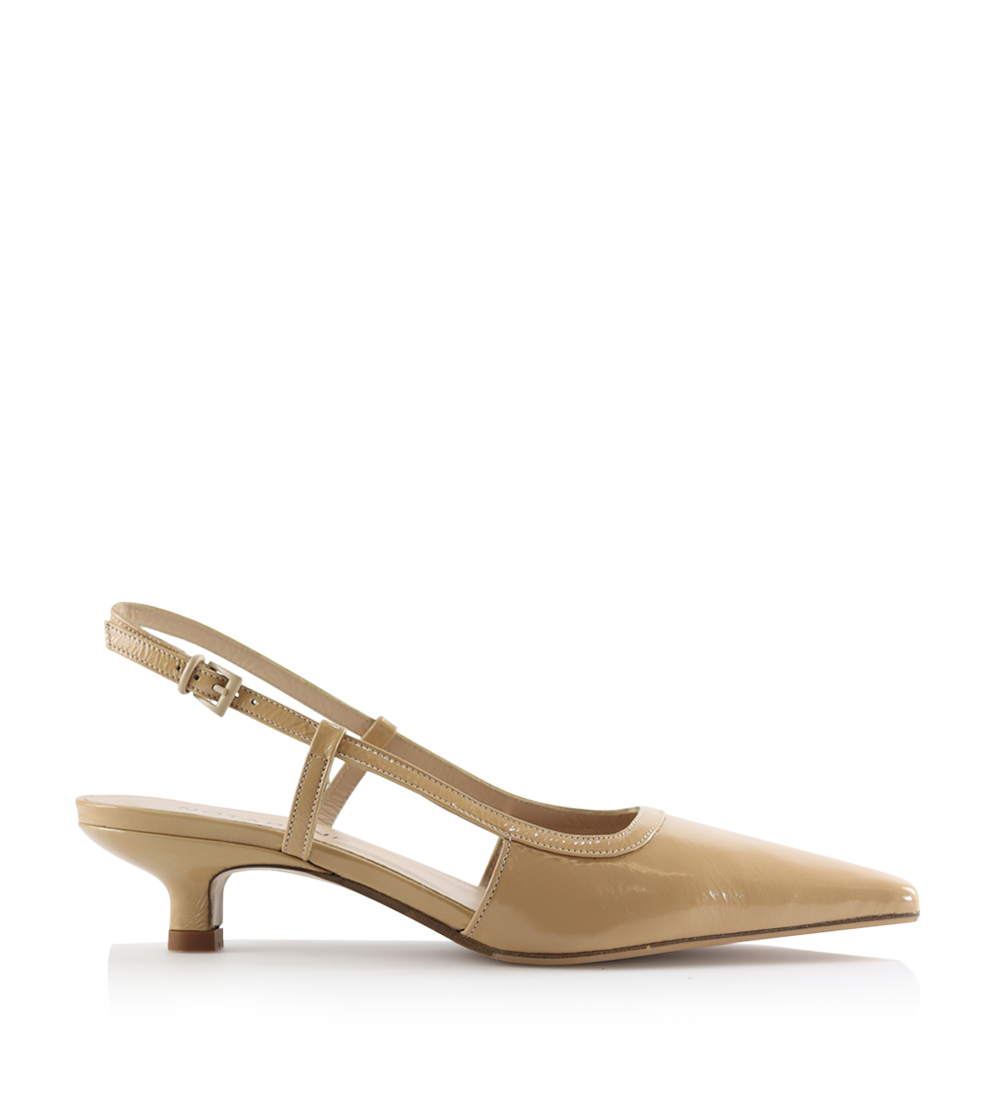 Elena 35 slingback stilettos, beige patent