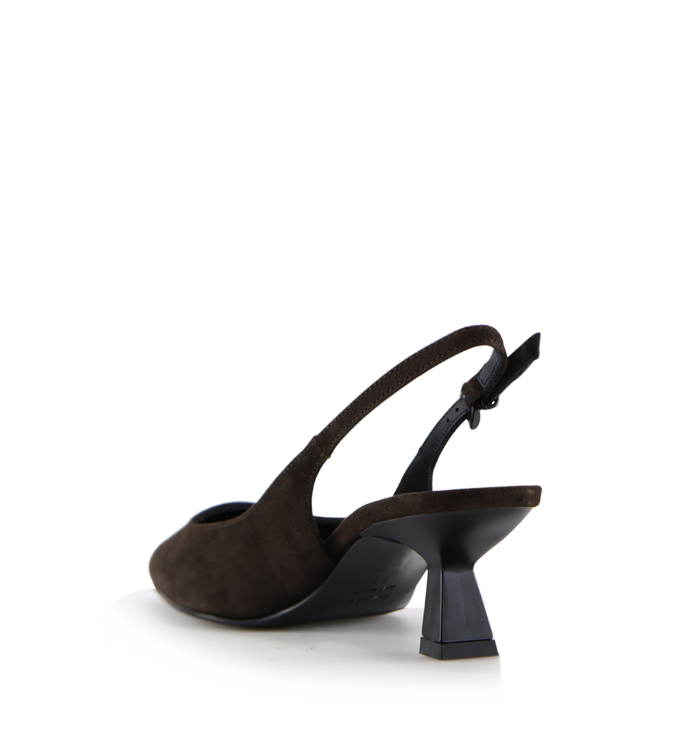 Elisa Buckle Slingback Stilettos, dark brown suede